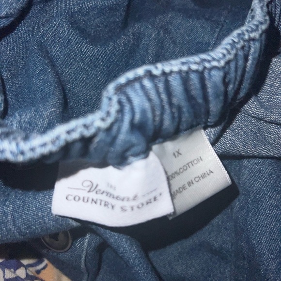 Vermont Country Store Denim Skirt 1X button front modest elastic waist - Picture 3 of 3